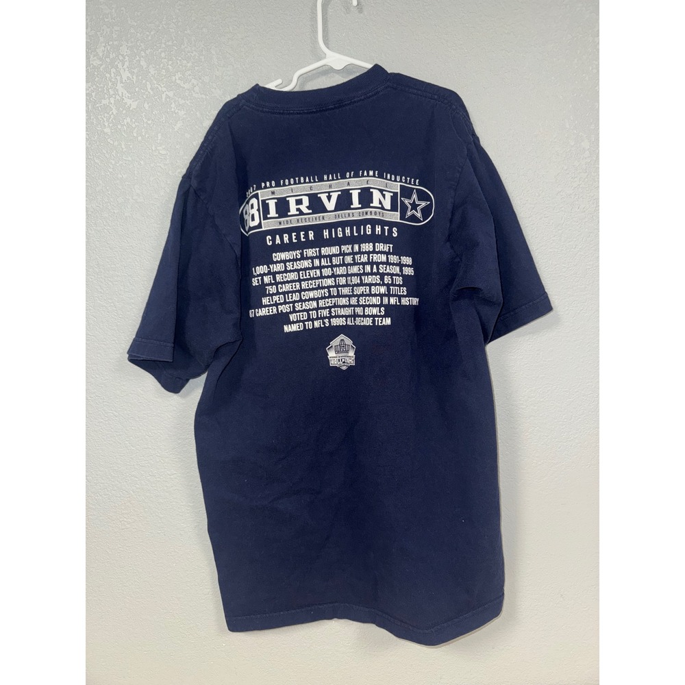 Reebok Michael Irvin Dallas Cowboys 88 Career Highlights Navy Blue T-Shirt S - Picture 2 of 3